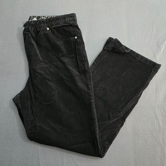 Erika Women 14 Black Straight Leg Corduroy Jeans Stretch - Picture 1 of 14